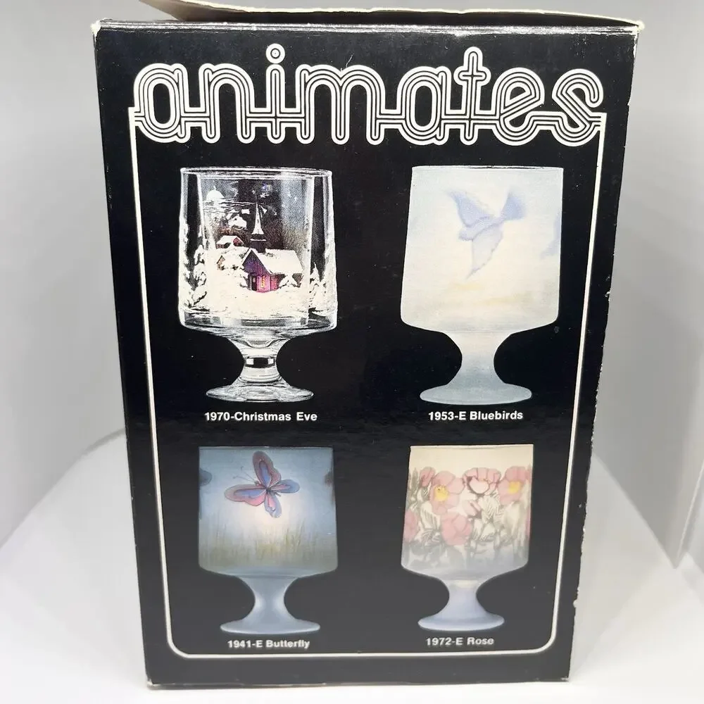 Vintage L.E.Smith Glass Animates Christmas Eve Candle Lamp 1970s Original Box